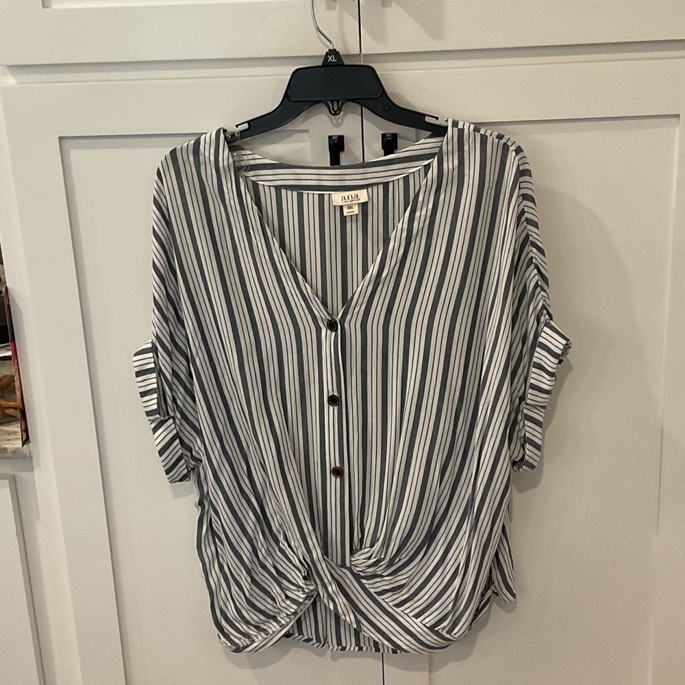 ALBA Blue and White Striped Button-Down Shirt